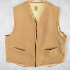 画像1: 70's Carhartt プリントタグ ボアライナー ダックベスト XL (1)