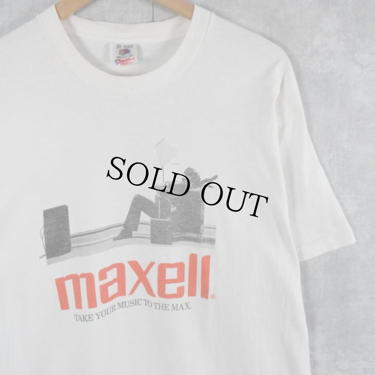 画像1: 90's MAXELL USA製 企業広告プリントTシャツ XL (1)