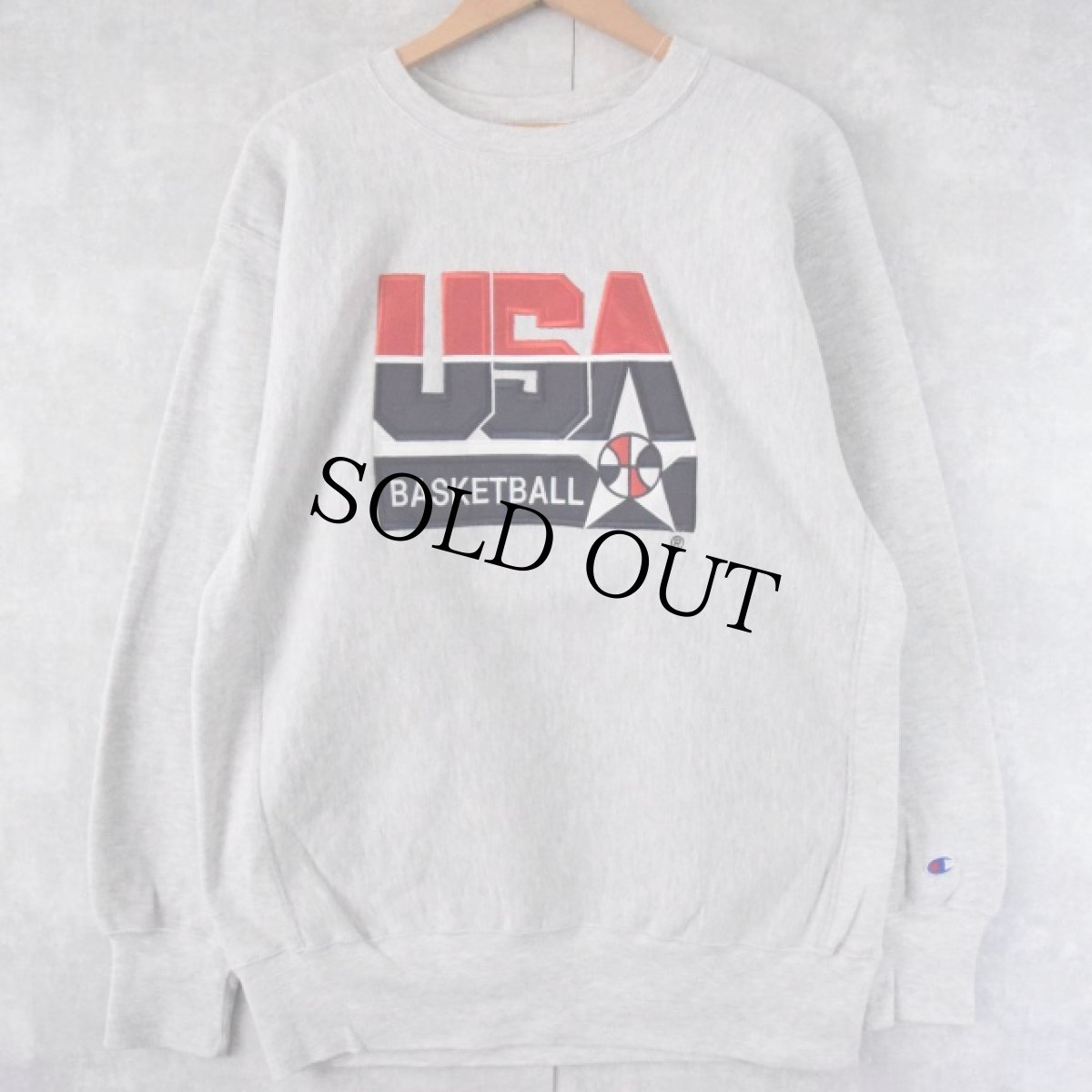 画像1: 90's Champion REVERSE WEAVE USA製 "USA BASKETBALL" ナイロンパッチ付き スウェット XL (1)