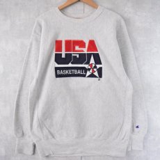 画像1: 90's Champion REVERSE WEAVE USA製 "USA BASKETBALL" ナイロンパッチ付き スウェット XL (1)