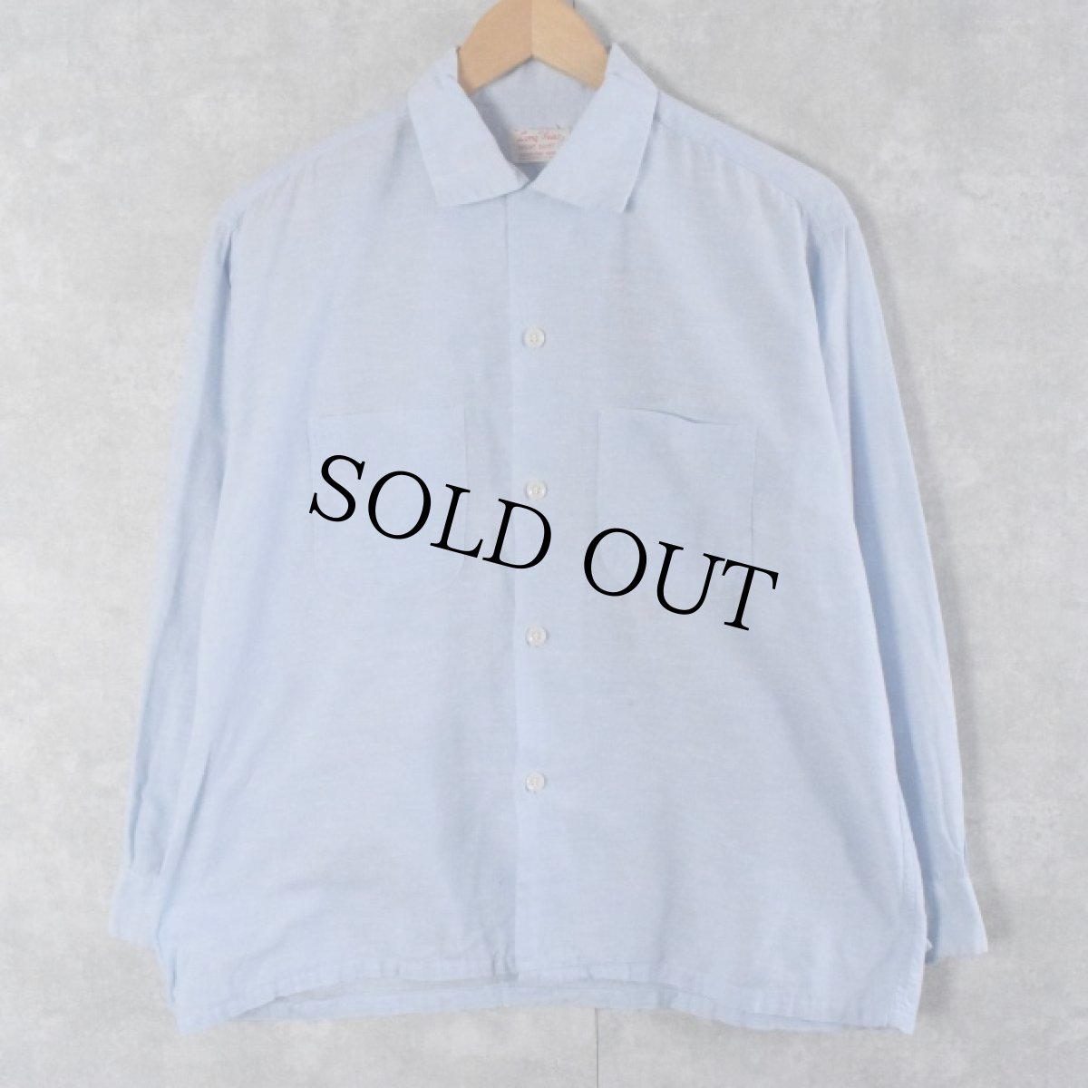 画像2: 50's Long Wear 絣柄 オープンカラーコットンシャツ L (2)