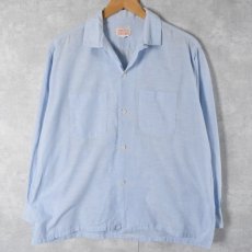 画像1: 50's Long Wear 絣柄 オープンカラーコットンシャツ L (1)