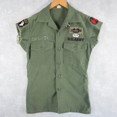 画像1: 70's U.S.ARMY ハンドペイント×ワッペン リメイクユーティリティシャツ  (1)