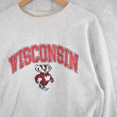 画像1: 90's Champion REVERSE WEAVE "WISCONSIN" プリントスウェット L (1)