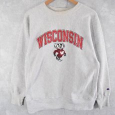 画像2: 90's Champion REVERSE WEAVE "WISCONSIN" プリントスウェット L (2)