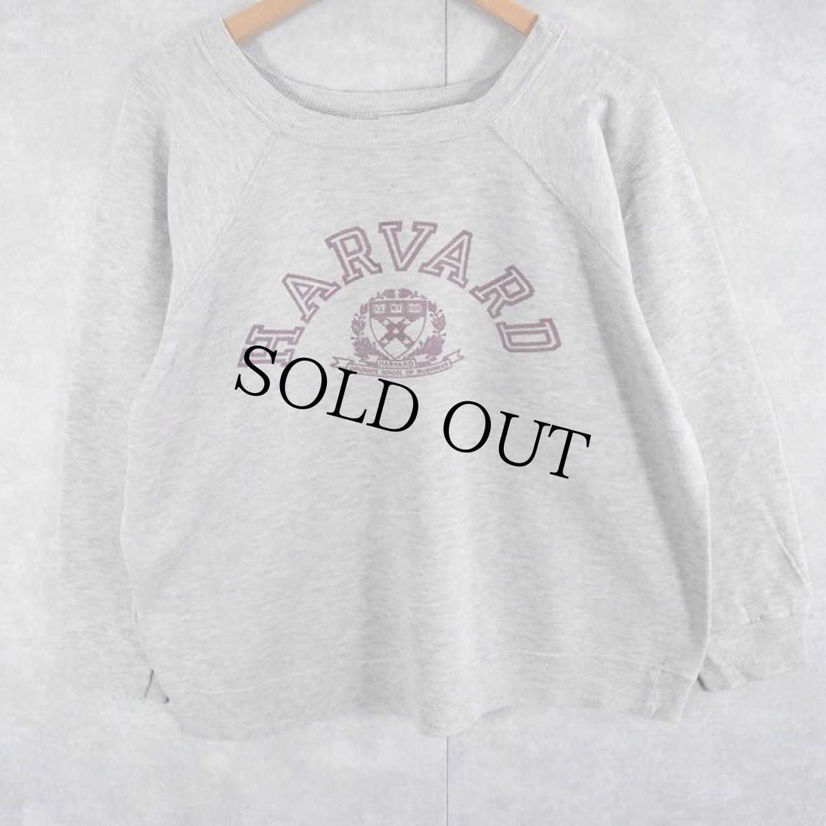 画像2: 80's Champion トリコタグ USA製 "HARVARD" プリントラグランスウェット XL (2)