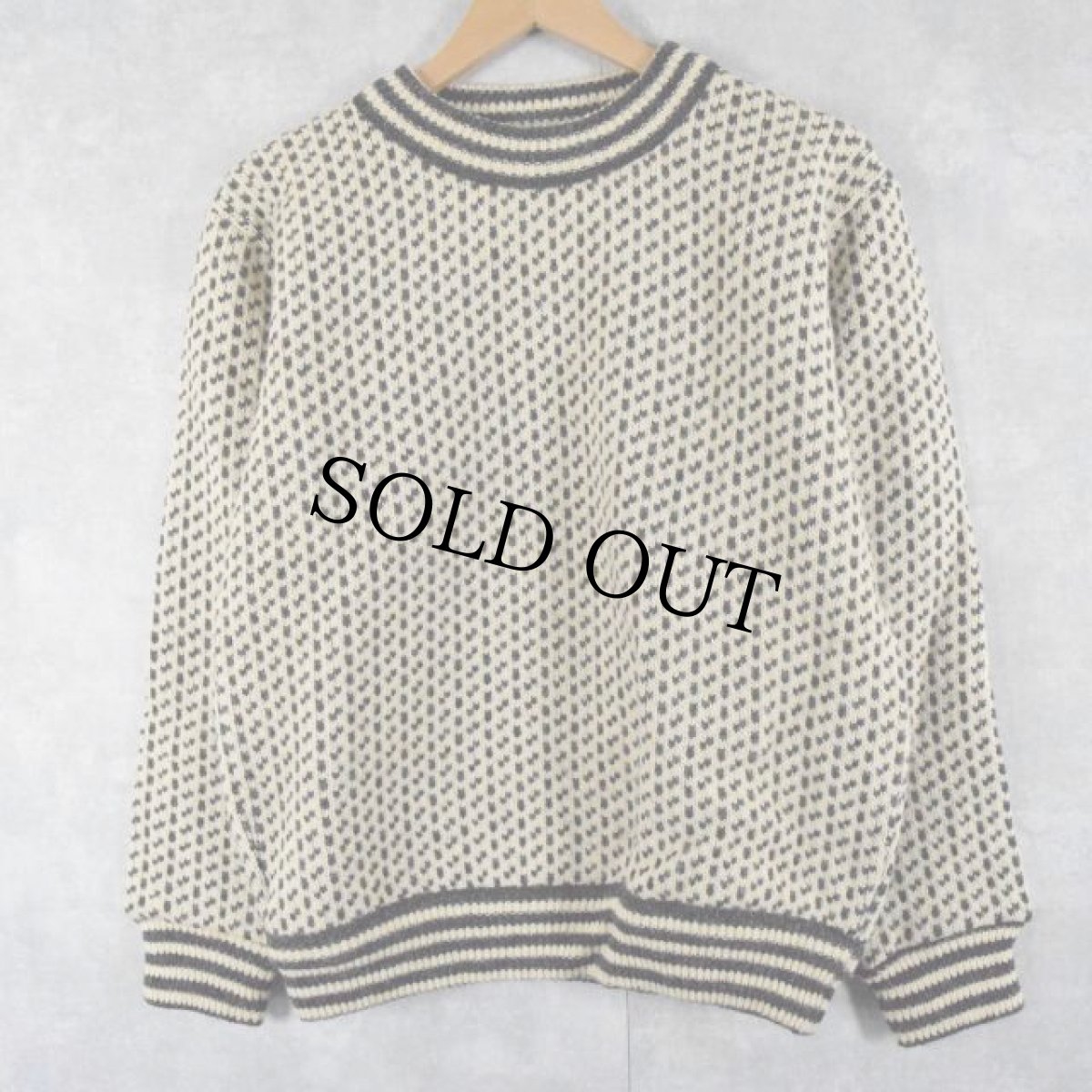 画像2: 70〜80's L.L.Bean NORWAY製 バーズアイ ウールニットセーター/ニットキャップ/手袋 3点SET M (2)