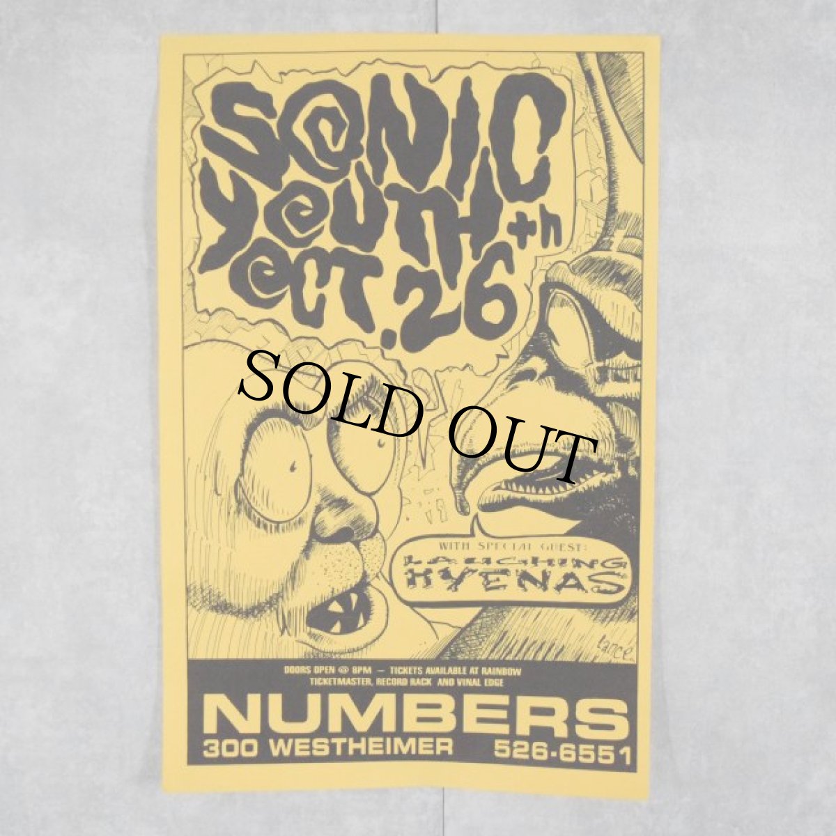 画像1: 【SALE】 1991 SONIC YOUTH & LAUGHING HYENAS" Poster (1)