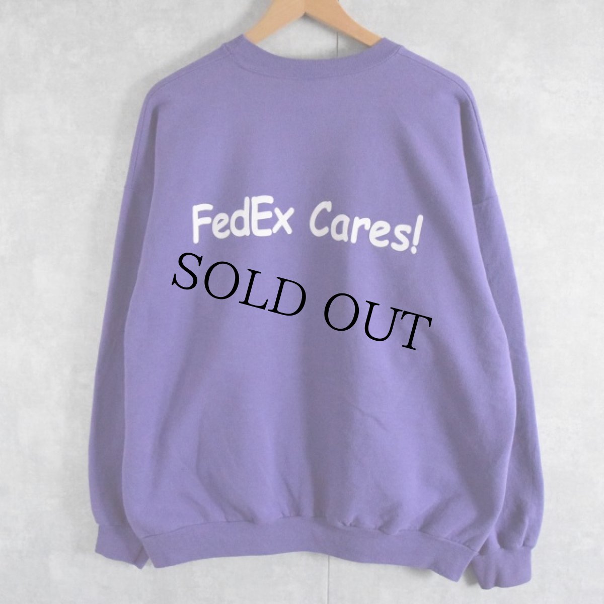 画像1: 90's Hanes "FedEx Cares!" 企業ロゴプリントスウェット XL (1)