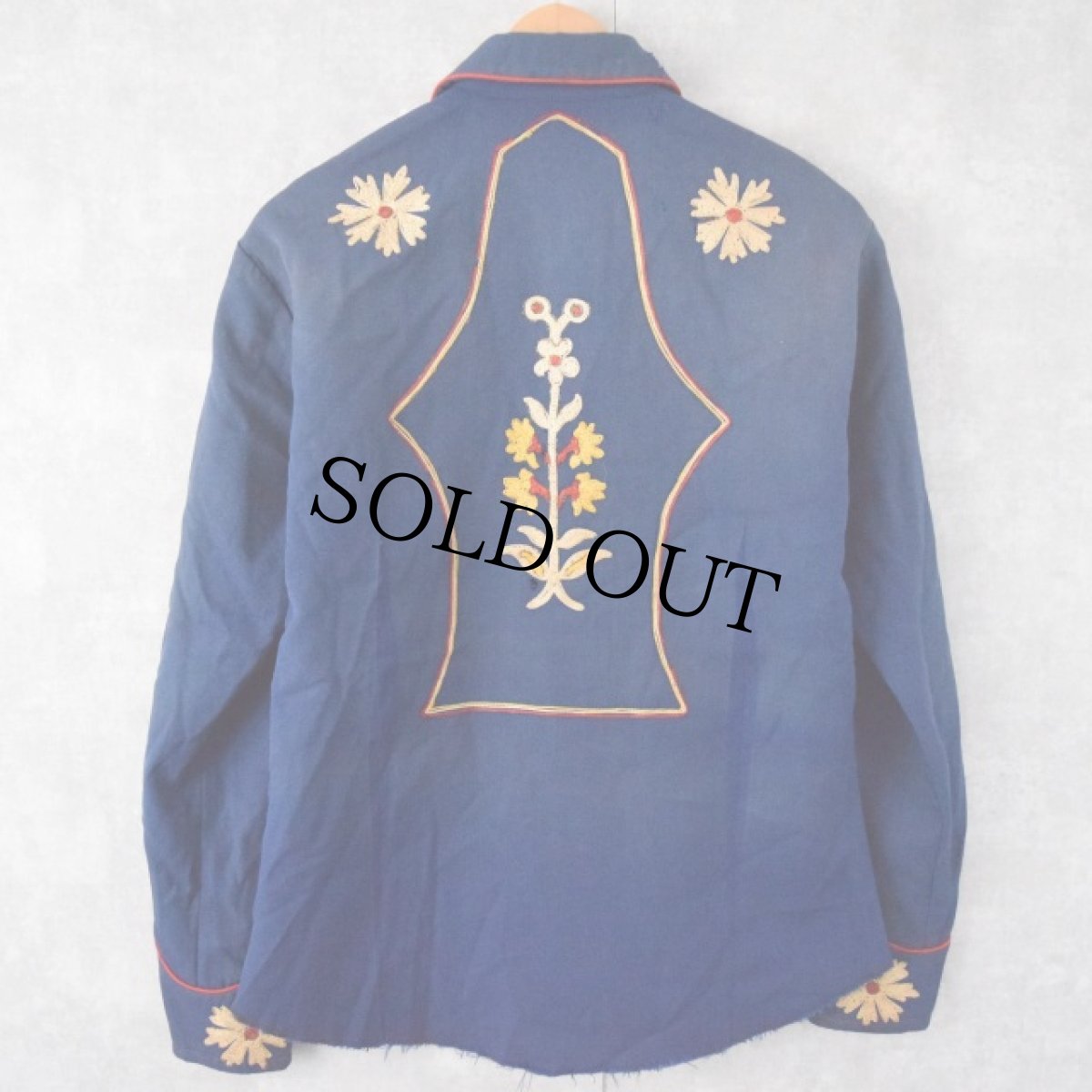 画像2: 40〜50's 刺繍柄 ギャバジン ウエスタンシャツ (2)