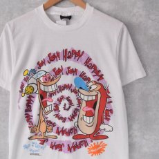 画像1: 90's The Ren and Stimpy Show USA製 キャラクタープリントTシャツ L (1)