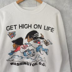 画像1: 80's USA製 "GET HIGH ON LIFE" bootleg プリントスウェット L (1)