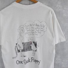 画像1: 90's USA製 "ONE SICK PUPPY" シュールイラストプリントTシャツ L (1)