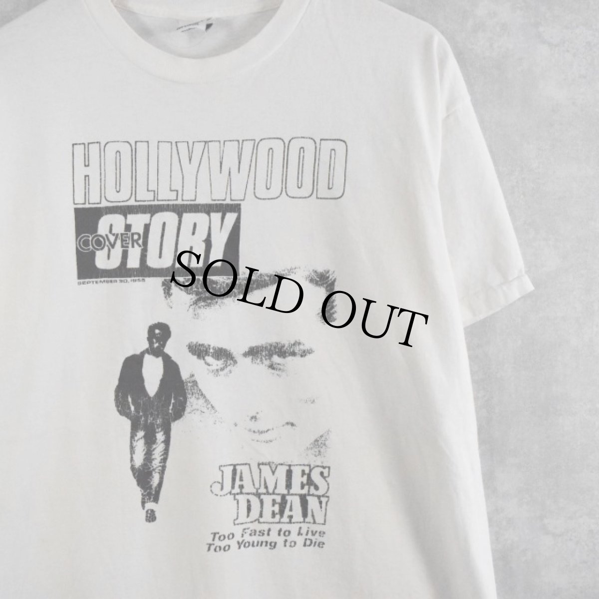 画像1: 90's JAMES DEAN USA製 "HOLLYWOOD COVER STORY" ハリウッドスタープリントTシャツ L (1)