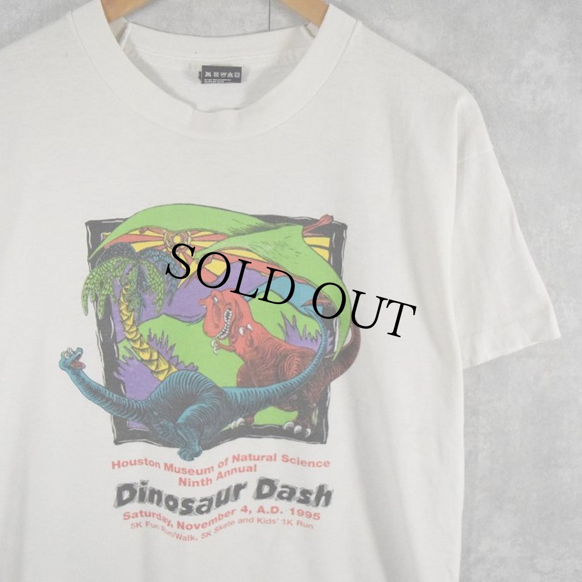 画像1: 90's USA製 "Dinosaur Dash" プリントTシャツ L (1)