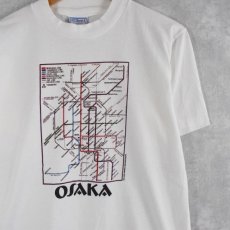 画像1: 90's USA製 "OSAKA" 路線図プリントTシャツ M (1)