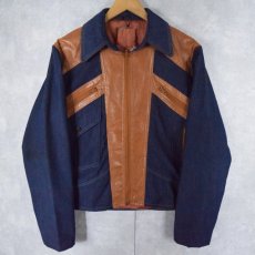 画像1: 70's レザー切り替えデニムジャケット (1)