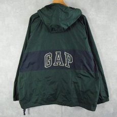 画像1: GAP ボーダー柄 ロゴプリント アノラックパーカー XL (1)