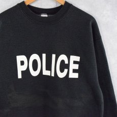 画像1: 90's FRUIT OF THE LOOM SUPER COTTON USA製 "POLICE" プリントスウェット L (1)