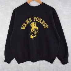 画像2: 80's Tultex USA製 "WAKE FOREST" プリントラグランスウェット XL (2)