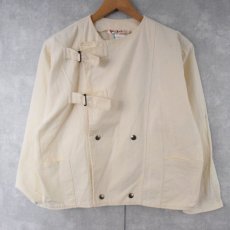 画像1: CANADA製 ダブルブレストデザインノーカラージャケット M (1)