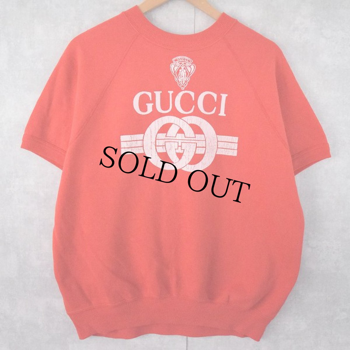 画像2: 80〜90's USA製 ブート GUCCI ロゴプリント 半袖スウェット XL (2)