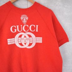 画像1: 80〜90's USA製 ブート GUCCI ロゴプリント 半袖スウェット XL (1)