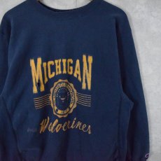 画像1: 80's Champion REVERSE WEAVE USA製 トリコタグ "MICHIGAN" XL (1)