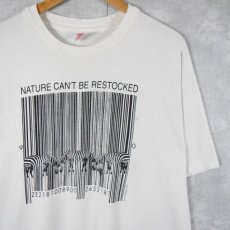 画像1: 90's Human-i-Tees "NATURE CAN'T BE RESTOCKED" 騙し絵 ゼブラプリントTシャツ XL (1)