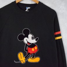 画像1: 80〜90's DISNEY MICKEY MOUSE フロッキープリントスウェット XL (1)