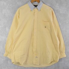 画像1: POLO Ralph Lauren "BIG SHIRTS" ストライプ柄切り替え オックスフォードボタンダウンシャツ L (1)