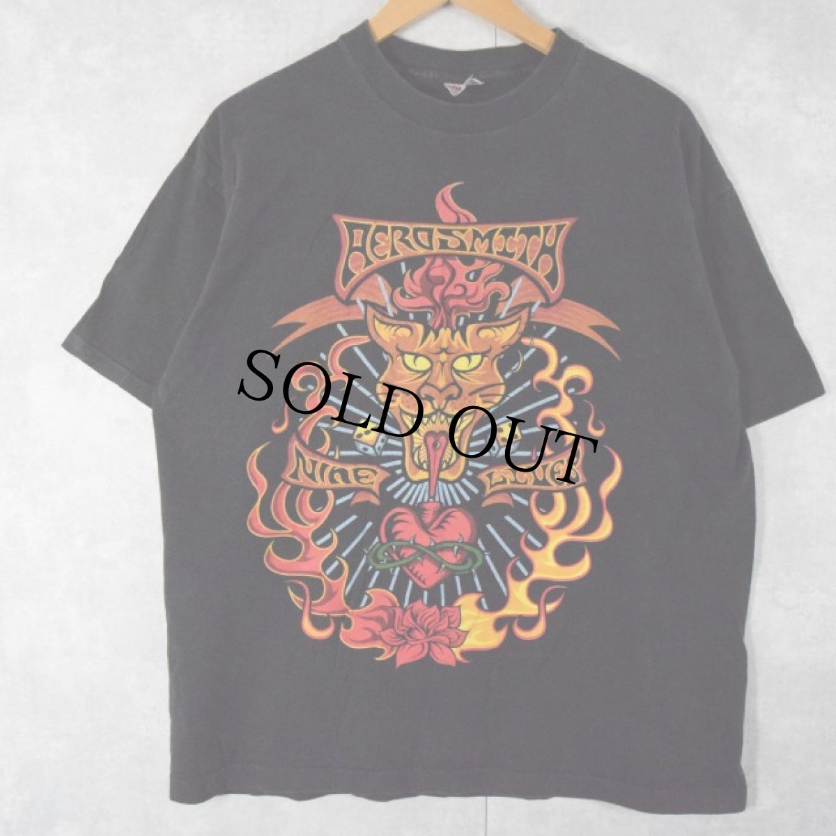 画像2: 90's AEROSMITH ハードロックバンドツアーTシャツ XL (2)