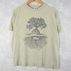画像2: 90's Nicholson USA製 "Tree Roots Man" アートイラストプリントTシャツ M (2)