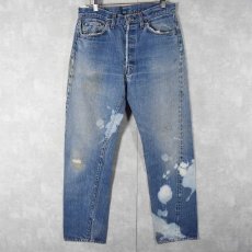 画像1: 70's Levi's 501 66前期 ブリーチ デニムパンツ W32 (1)