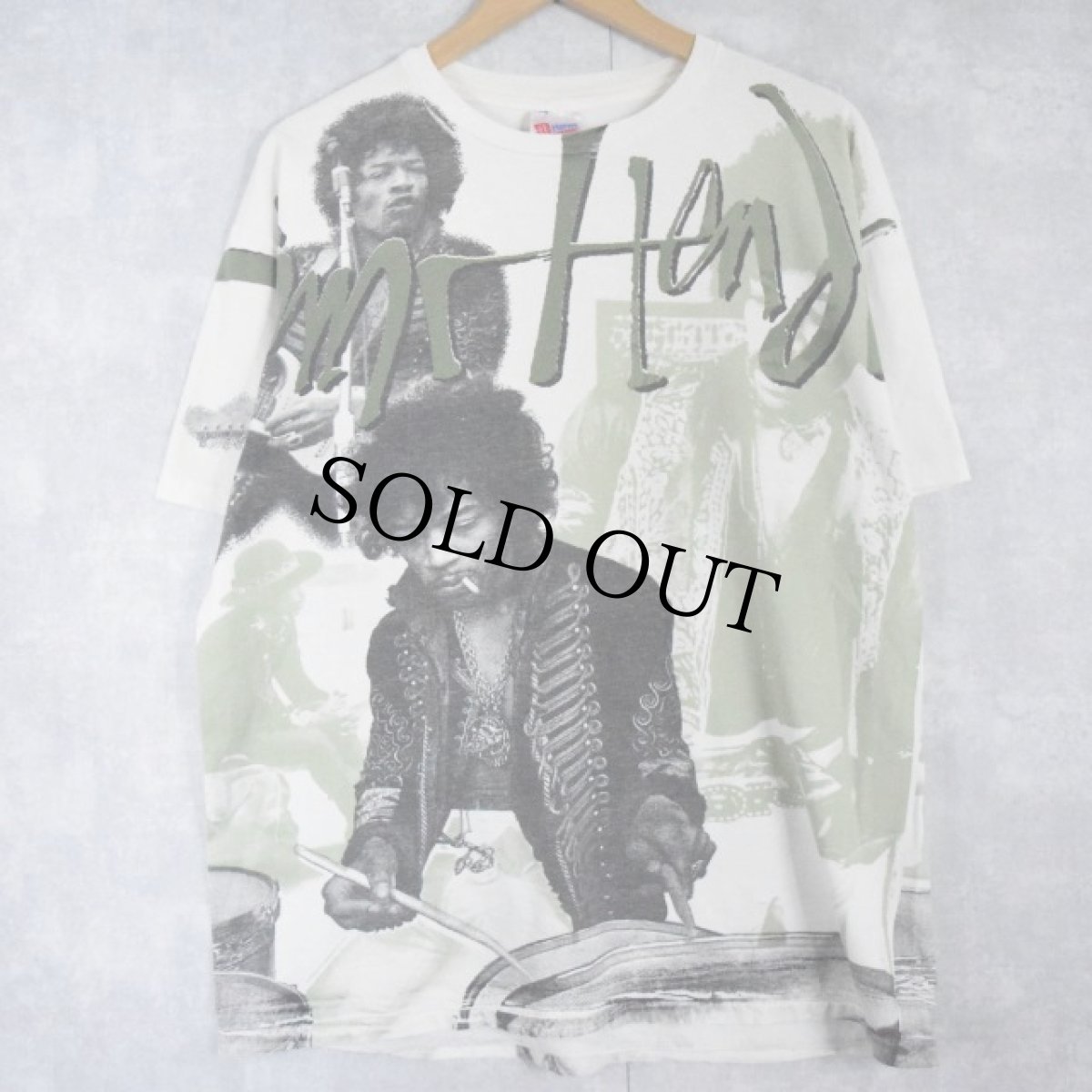 画像1: 90's Jimi Hendrix USA製 大判プリント ミュージシャンTシャツ XL (1)