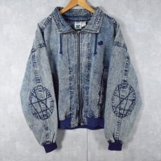 画像1: NIKE CHALLENGE COURT ロゴ刺繍 エルボーパッチ付きデニムジャケット L (1)