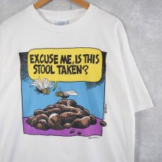 画像1: 90's USA製 "EXCUSE ME, IS THIS STOOL TAKEN?" イラストプリントTシャツ XL (1)