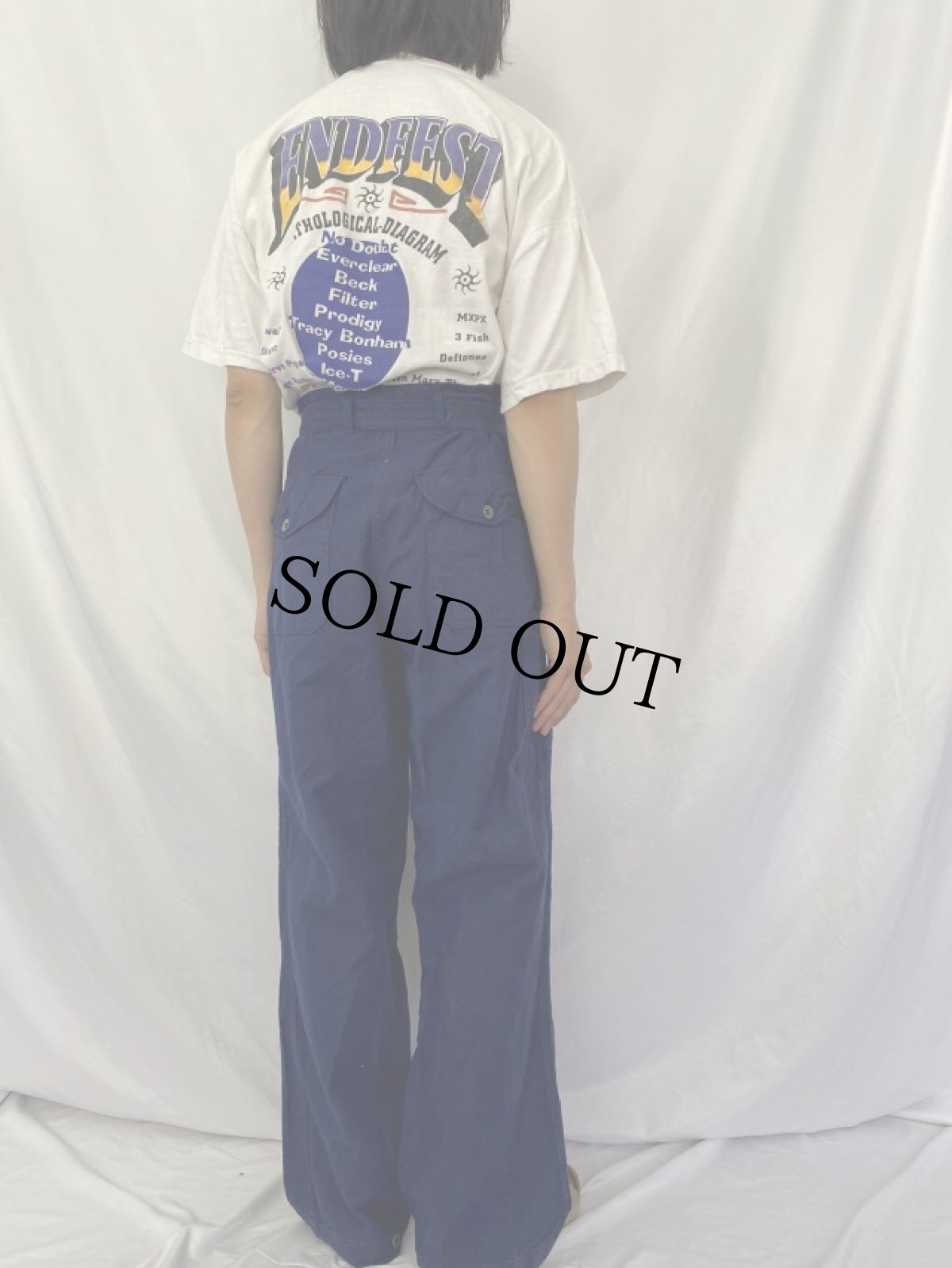 画像4: 40〜50's スウェーデン軍 メタルボタン ベルッドトラウザーズ W20-36 (4)