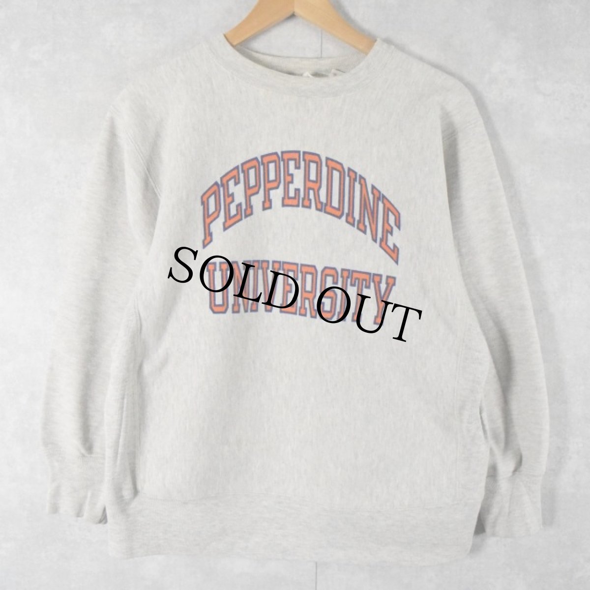 画像2: 80's Champion REVERSE WEAVE トリコタグ USA製 "PEPPERDINE UNIVERSITY" 染み込みプリントスウェット M (2)