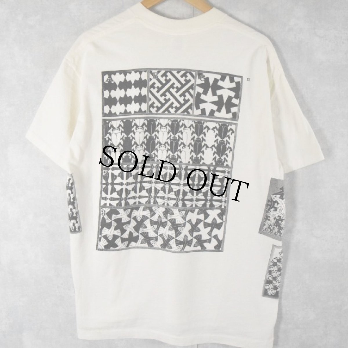 画像2: 90's M.C. Escher USA製 騙し絵アート マルチプリントTシャツ XL (2)