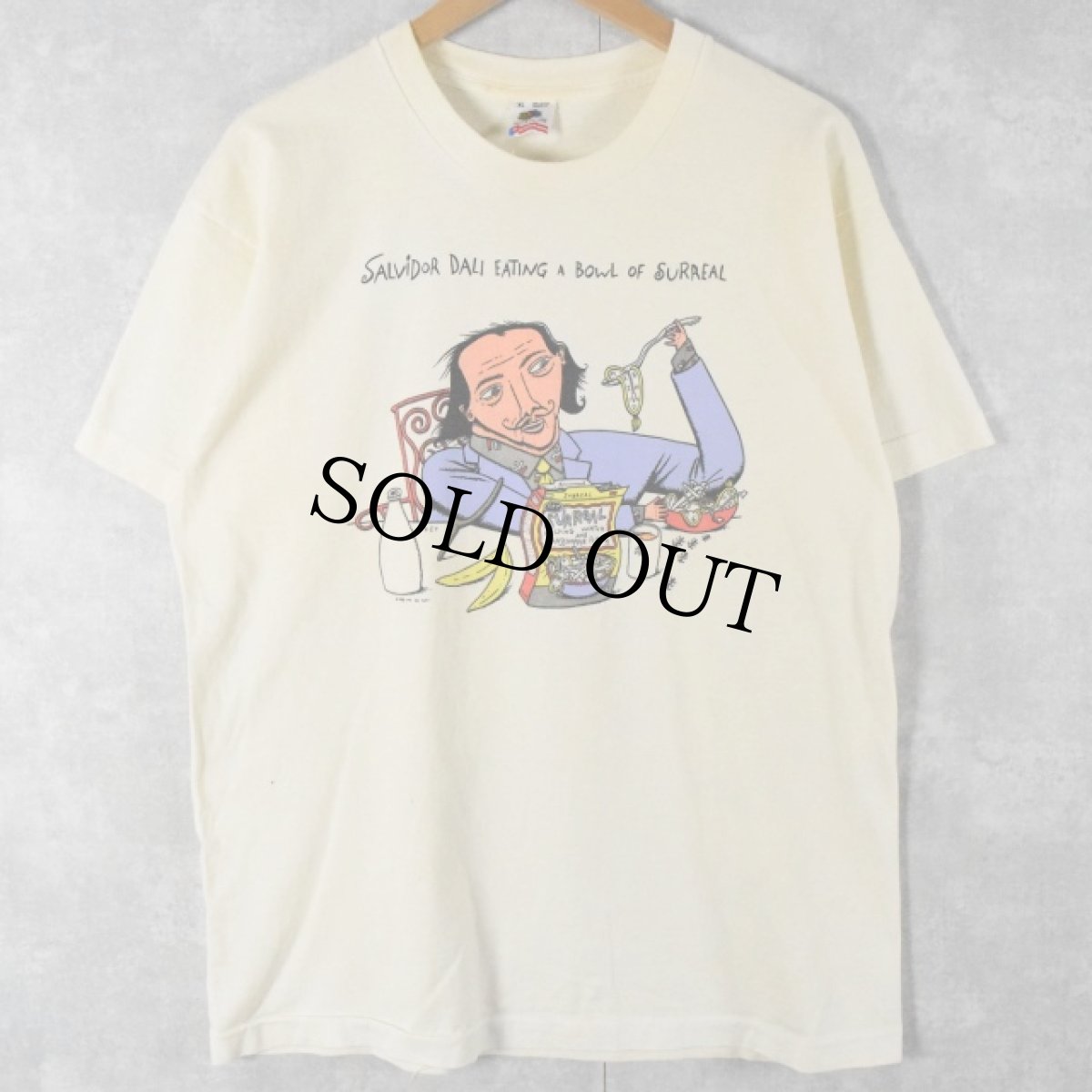 画像2: 90's SALVADOR DALI USA製 "EATING A BOWL OF SURREAL" アートイラストプリントTシャツ XL (2)