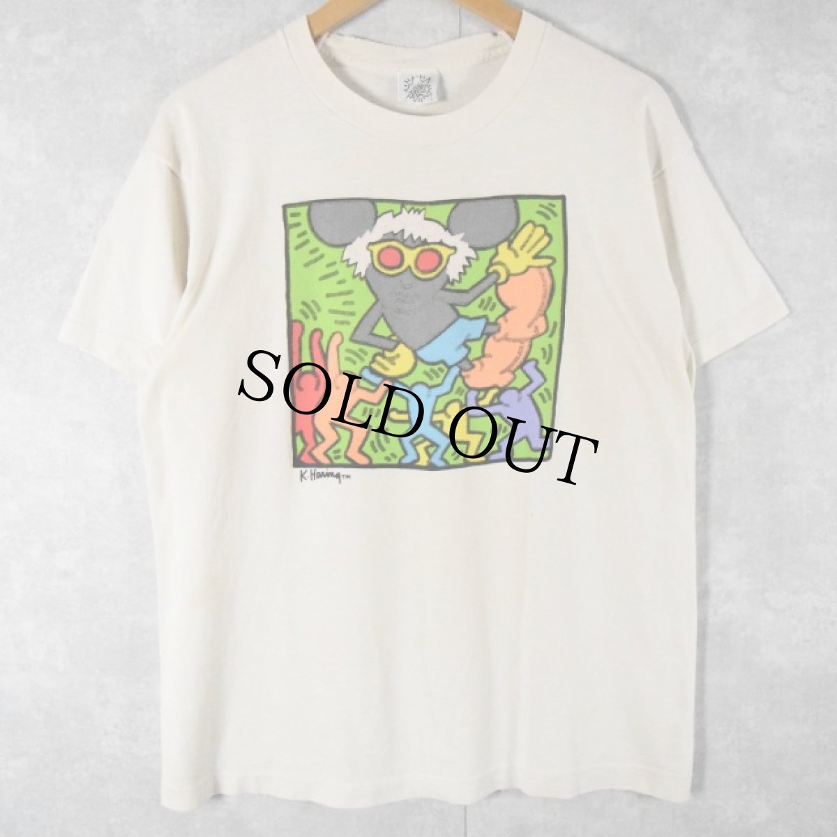 画像2: 90's Keith Haring USA製 "Andy Mouse" アートプリントTシャツ L (2)