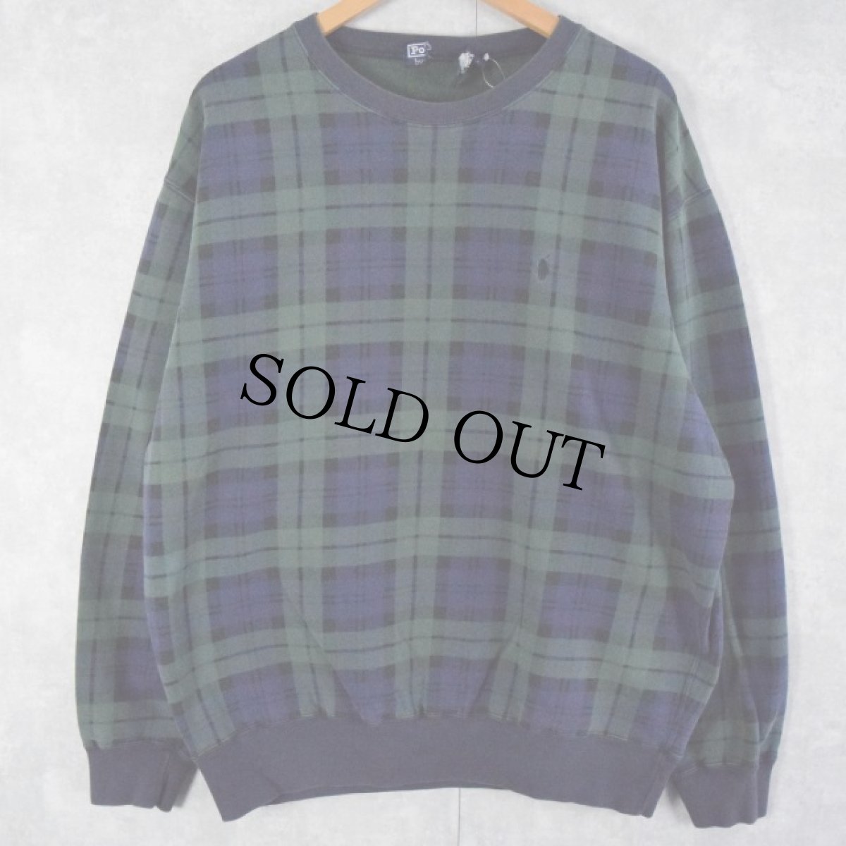 画像2: 90's〜 POLO Ralph Lauren ロゴ刺繍 チェック柄 スウェット XL (2)