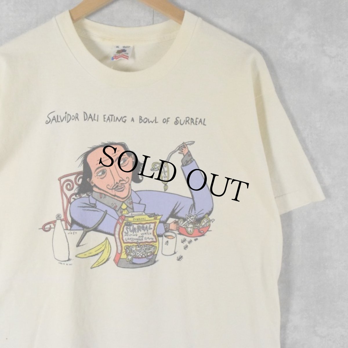 画像1: 90's SALVADOR DALI USA製 "EATING A BOWL OF SURREAL" アートイラストプリントTシャツ XL (1)