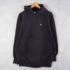 画像1: 90's Champion REVERSE WEAVE USA製 目付き スウェットフーディー BLACK XXL (1)