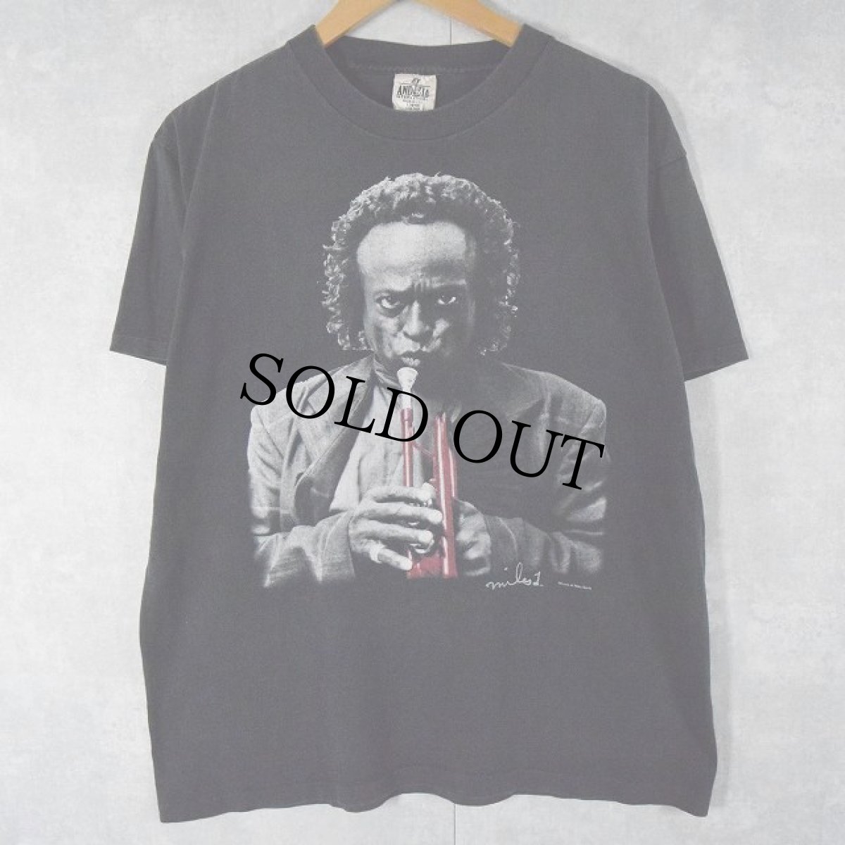 画像2: 90's Miles Davis USA製 ジャズミュージシャン プリントTシャツ BLACK L (2)