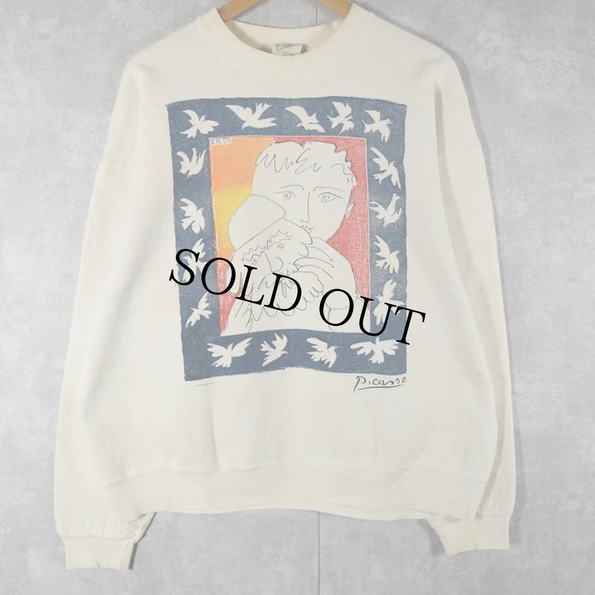 画像2: 90's Picasso USA製 "THE NEW YEAR" アートプリントスウェット XL (2)