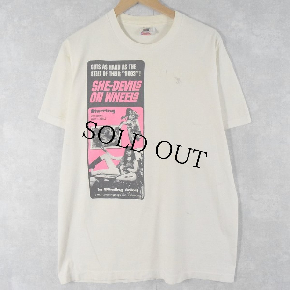 画像2: 90's SOMETHING WEIRD PRODUCTS USA製 "She-Devils on Wheel" アクション映画プリントTシャツ XL (2)