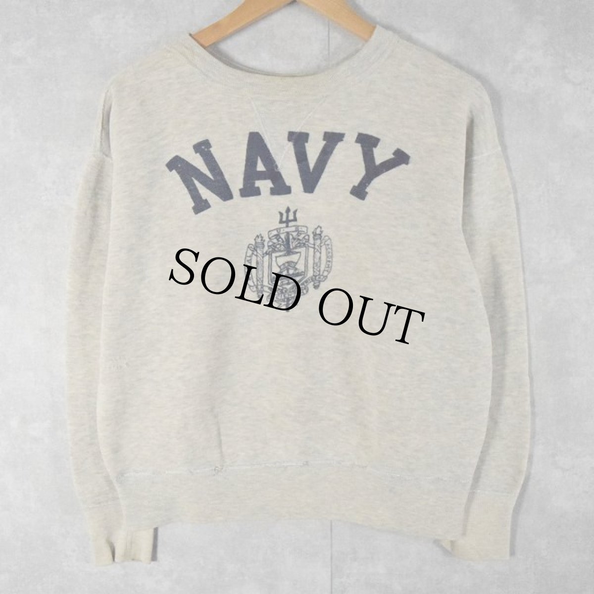 画像2: 50's "U.S.NAVY" 前V フロッキープリントスウェット (2)