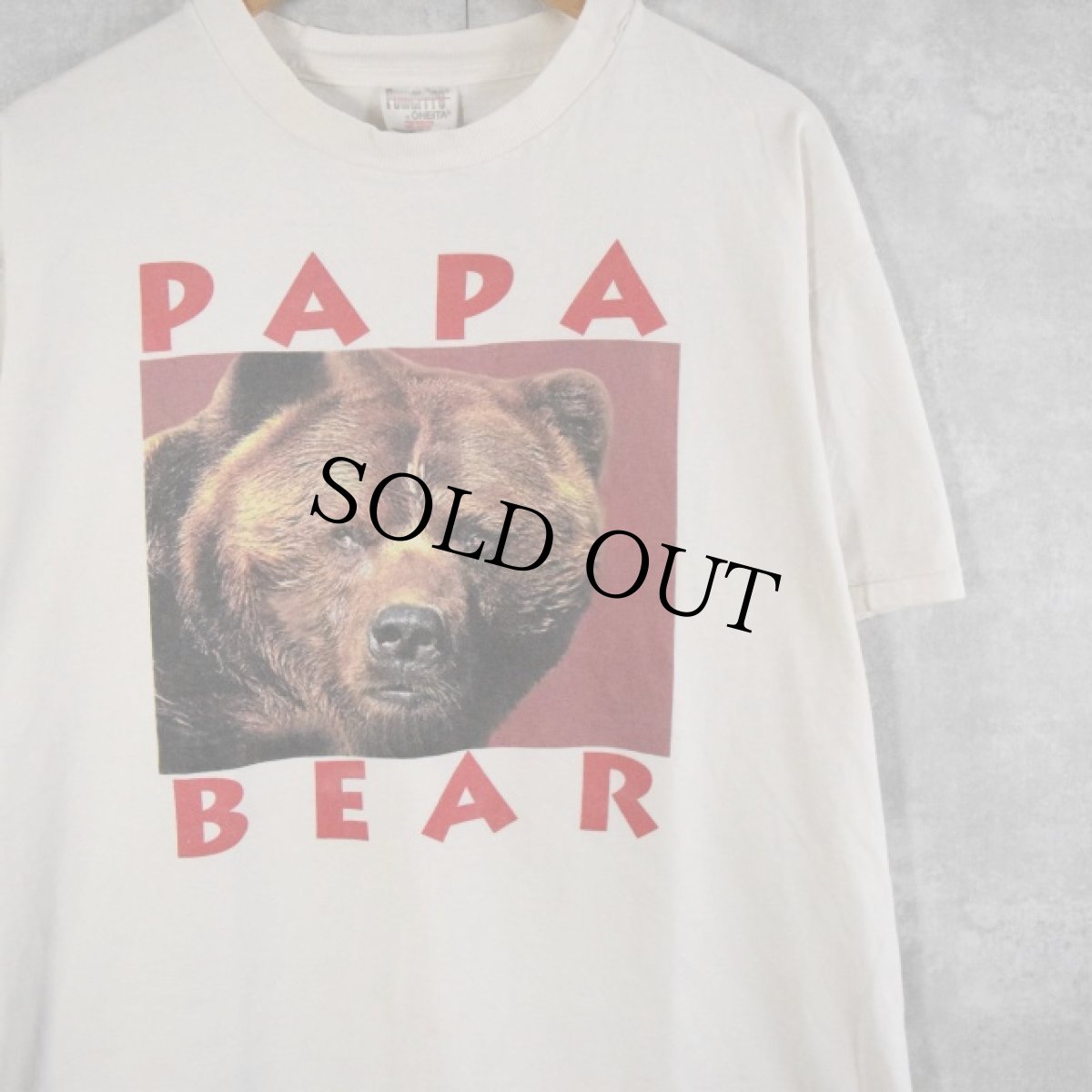画像1: 90's PAPA BEAR くまプリントTシャツ XL (1)